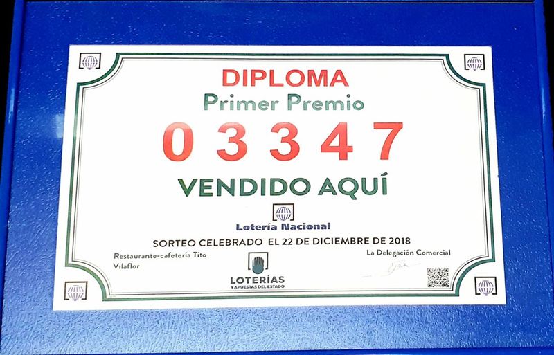 Diploma: first prize 03347 sold here, draw of 22 December 2018